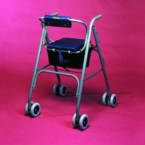 Aluminium Four Wheeled Folding Walker With Seat
